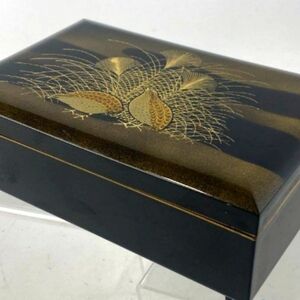 Vintage Otagiri Quail Black Lacquerware September Song‎ Music Jewelry Box
